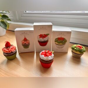 3 Hallmark Keepsake Cupcake Ornaments with original boxes